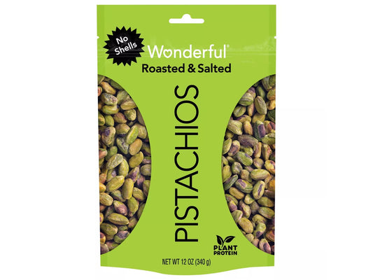 Wonderful Roasted & Salted No Shells Pistachios, 12oz.
