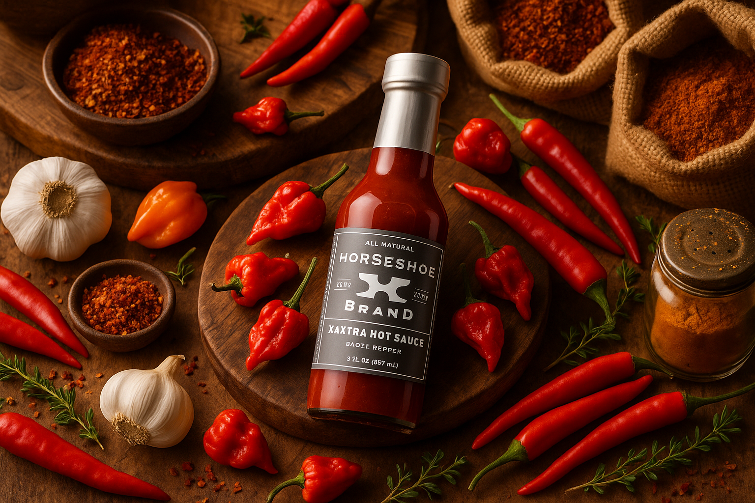 XXXtra Hot Sauce in market setting
